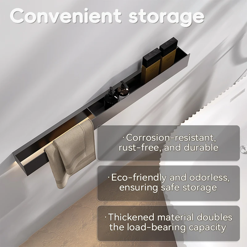 Gunmetal Bar-Shaped Stainless Steel Storage Towel Rack